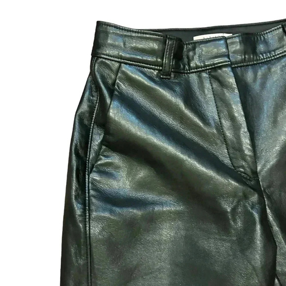 Aritzia Babaton Trousers 2 Command Cropped Ankle Pant Faux Leather Black MidRise - Picture 4 of 10